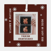 Personalized Baby Expecting Pregnancy Christmas ガラスオーナメント (裏面)