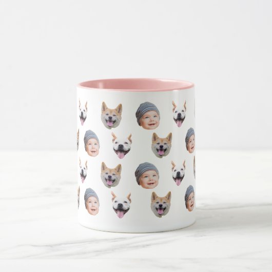 Personalized Baby Face Coffee Cup, 3 Photos マグカップ (中央)