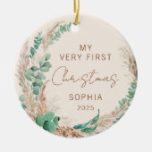 Personalized Baby First Christmas Boho セラミックオーナメント (正面)
