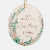 Personalized Baby First Christmas Boho セラミックオーナメント (左)