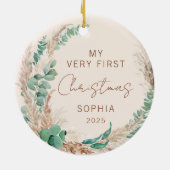 Personalized Baby First Christmas Boho セラミックオーナメント (裏面)