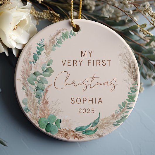 Personalized Baby First Christmas Boho セラミックオーナメント