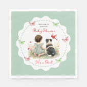 Personalized Baby Girl and her Puppy Baby Shower  スタンダードランチョンナプキン (正面)