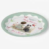Personalized Baby Girl and her Puppy Baby Shower  ペーパープレート (アングル)