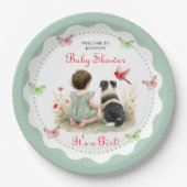 Personalized Baby Girl and her Puppy Baby Shower  ペーパープレート (正面)