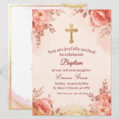 Personalized Baby Girl Baptism Invitation 招待状 (正面/裏面)