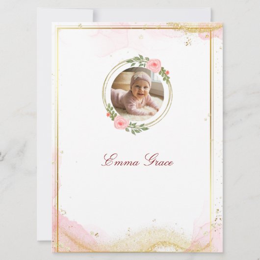 Personalized Baby Girl Baptism Invitation 招待状 (裏面)