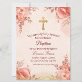 Personalized Baby Girl Baptism Invitation 招待状 (正面)