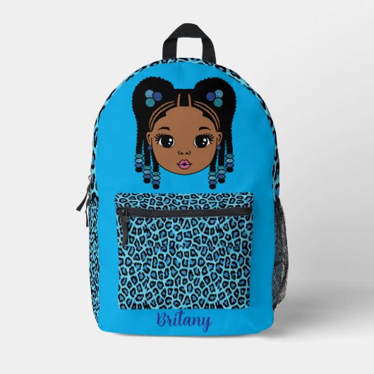 Personalized Baby Girl Blue Printed Backpack プリントバックパック (正面)