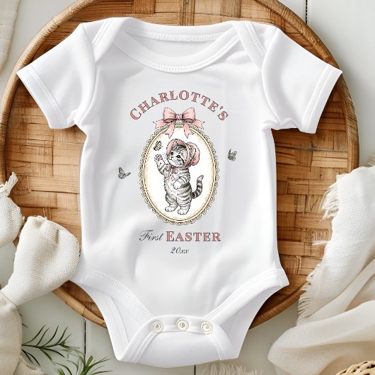 Personalized Baby Girl First Easter ベビーボディスーツ
