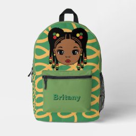 Personalized Baby Girl Green Printed Backpack プリントバックパック