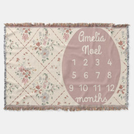 Personalized Baby Girl Milestone Blanket Customize スローブランケット