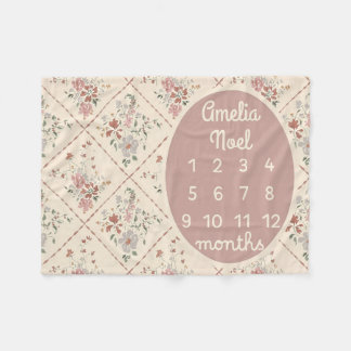 Personalized Baby Girl Milestone Blanket Customize フリースブランケット