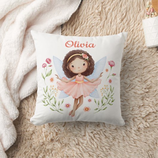 Personalized Baby Girl Pillow With A Fairy Print クッション (ブランケット)