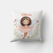 Personalized Baby Girl Pillow With A Fairy Print クッション (裏面)