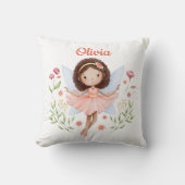 Personalized Baby Girl Pillow With A Fairy Print クッション (正面)