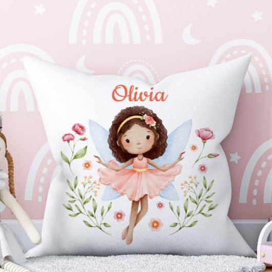 Personalized Baby Girl Pillow With A Fairy Print クッション