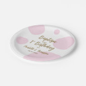 Personalized Baby Girl Pink Baptism & gold Custom ペーパープレート (アングル)