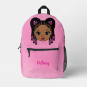 Personalized Baby Girl Pink Printed Backpack プリントバックパック (正面)