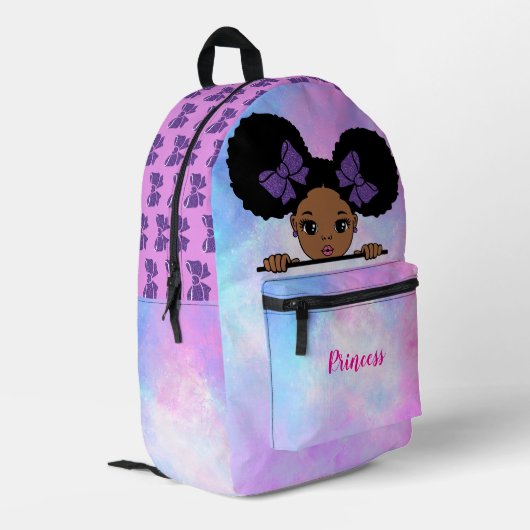 Personalized Baby Girl Purple プリントバックパック (裏面左端)