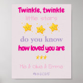 Personalized Baby Girl Triplets Wall ポスター (正面)