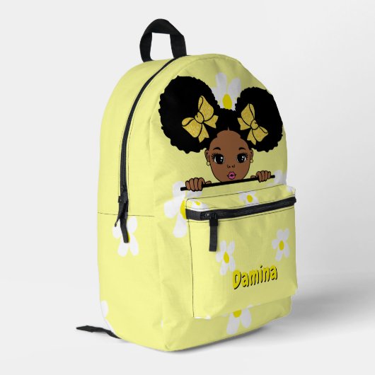 Personalized Baby Girl Yellow プリントバックパック (裏面左端)