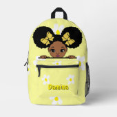 Personalized Baby Girl Yellow プリントバックパック (正面)