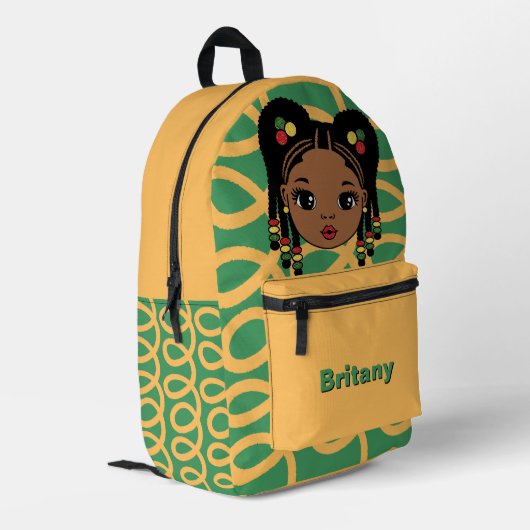 Personalized Baby Girl yellow Printed Backpack プリントバックパック (裏面左端)