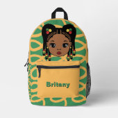 Personalized Baby Girl yellow Printed Backpack プリントバックパック (正面)