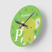 Personalized Baby Green Round Clock ラウンド壁時計 (傾斜)