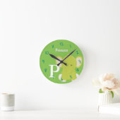 Personalized Baby Green Round Clock ラウンド壁時計 (ホーム)