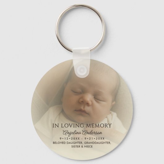 Personalized Baby Memorial Photo & Custom Text キーホルダー (正面)