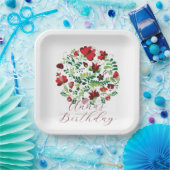 Personalized Baby Name Floral Party Plates ペーパープレート (パーティー)