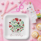 Personalized Baby Name Floral Party Plates ペーパープレート (パーティー)