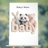 Personalized Baby Name Wall Art – Cute Animal Nurs アクリルサイン (ニュートラル)