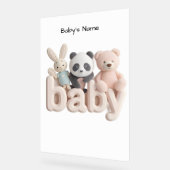 Personalized Baby Name Wall Art – Cute Animal Nurs アクリルサイン (傾斜)