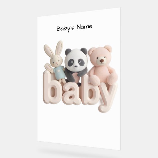 Personalized Baby Name Wall Art – Cute Animal Nurs アクリルサイン (傾斜)