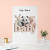 Personalized Baby Name Wall Art – Cute Animal Nurs アクリルサイン (ウェディング)