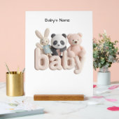 Personalized Baby Name Wall Art – Cute Animal Nurs アクリルサイン (ウェディング)