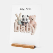 Personalized Baby Name Wall Art – Cute Animal Nurs アクリルサイン (傾斜)