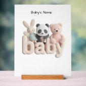 Personalized Baby Name Wall Art – Cute Animal Nurs アクリルサイン (ニュートラル)
