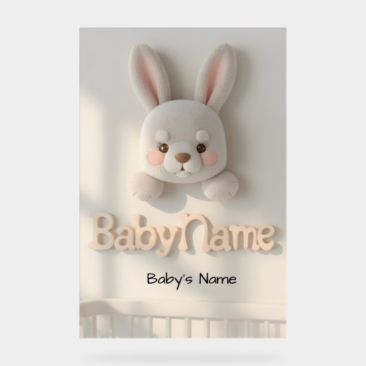 Personalized Baby Name Wall Art – Cute Animal Nurs アクリルサイン (正面)