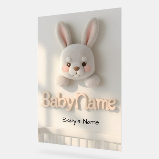 Personalized Baby Name Wall Art – Cute Animal Nurs アクリルサイン (傾斜)
