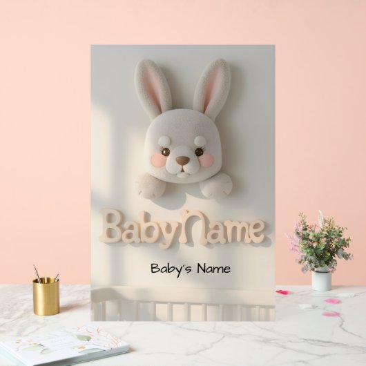 Personalized Baby Name Wall Art – Cute Animal Nurs アクリルサイン (ウェディング)