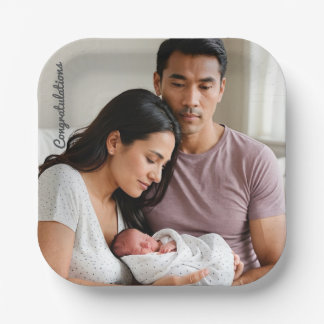 Personalized Baby Newborn Party Custom photo name ペーパープレート