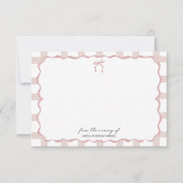 Personalized Baby Nursery Pink Border Notecard サンキューカード