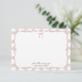 Personalized Baby Nursery Pink Border Notecard サンキューカード (スタンド正面)