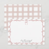 Personalized Baby Nursery Pink Border Notecard サンキューカード (正面/裏面)