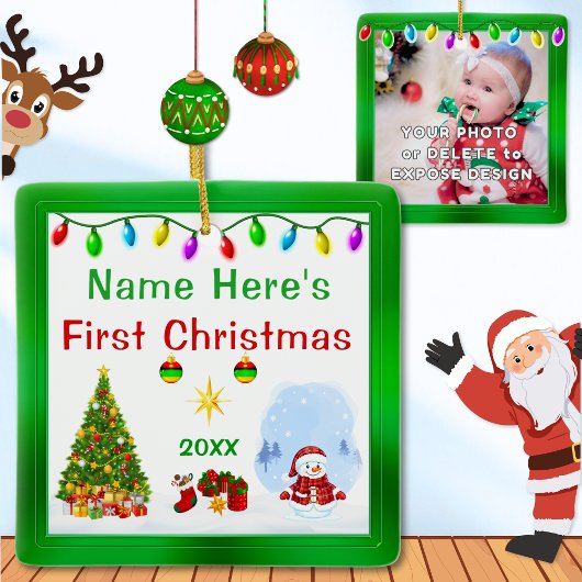 Personalized Baby Ornaments First Christmas セラミックオーナメント