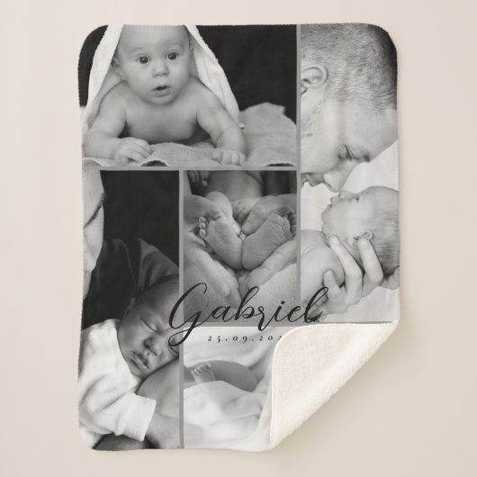 Personalized Baby Photo Blanket Collage シェルパブランケット (正面)